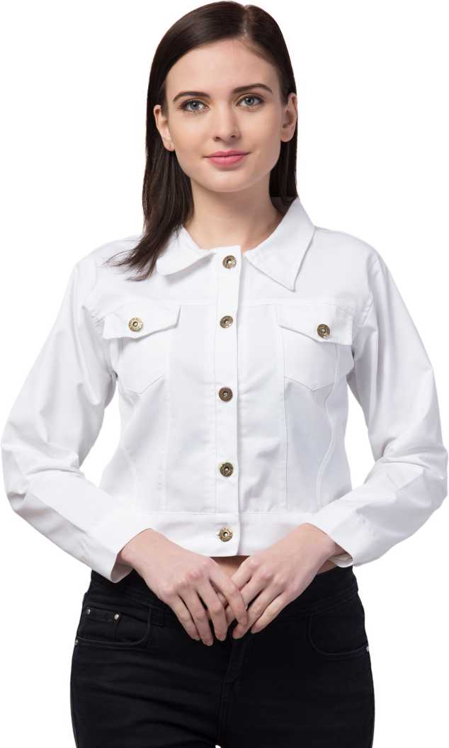 Fashion white denim jacket womens india