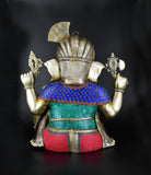 Whitewhale Brass Ganesha Statue Large with Mosaic Stonework, 21 Inche Big Large.