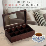 White Whale Tea Storage Chest Adjustable Compartment Tea Bags Organizer Container Tea Box with Glass Window