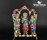 White Whale Ram Darbar Lord Rama Laxman and Sita Hanuman Brass Statue Religious Sculpture Idol Home Dacor