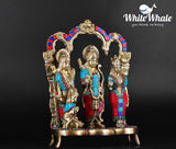 White Whale Ram Darbar Lord Rama Laxman and Sita Hanuman Brass Statue Religious Sculpture Idol Home Dacor