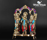 White Whale Ram Darbar Lord Rama Laxman and Sita Hanuman Brass Statue Religious Sculpture Idol Home Dacor