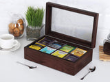 White Whale Tea Storage Chest Adjustable Compartment Tea Bags Organizer Container Tea Box with Glass Window