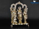 White Whale Ram Darbar Lord Rama Laxman and Sita Hanuman Brass Statue Religious Sculpture Idol Home Dacor