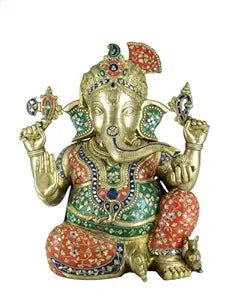 White Whale Ganesha Statue, Sitting Lord Ganesha Idol, Ganapati, Vinayaka. Hindu Elephant God & Good Luck Gift for New Beginnings