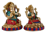 White Whale Brass Laxmi Ganesh Set Idol Showpiece - Brass Gold Finish Lakshmi Ganesha Idols Statue for Diwali Gifts Puja Home Decor Figurine