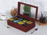 White Whale Tea Storage Chest Adjustable Compartment Tea Bags Organizer Container Tea Box with Glass Window