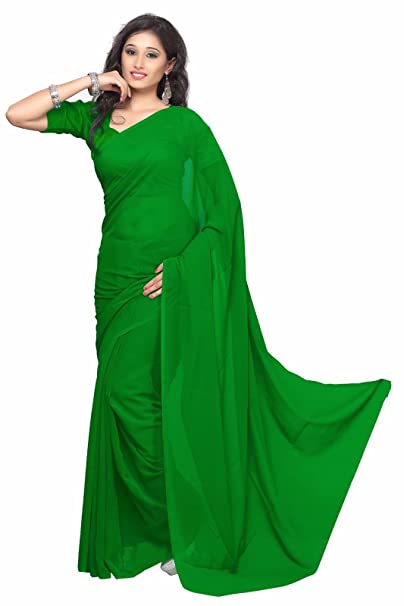 Whitewhale Bollywood Plain Georgette Saree Traditional Party/Wedding Wear