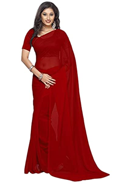 Whitewhale Bollywood Plain Georgette Saree Traditional Party/Wedding Wear