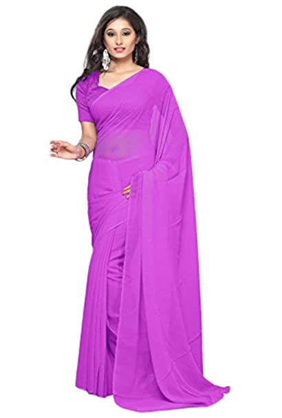 Whitewhale Bollywood Plain Georgette Saree Traditional Party/Wedding Wear