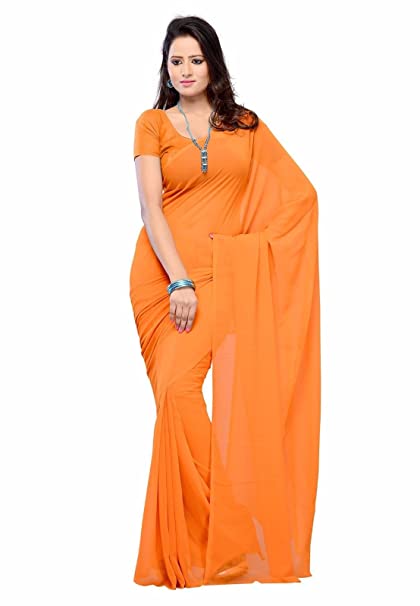 Whitewhale Bollywood Plain Georgette Saree Traditional Party/Wedding Wear