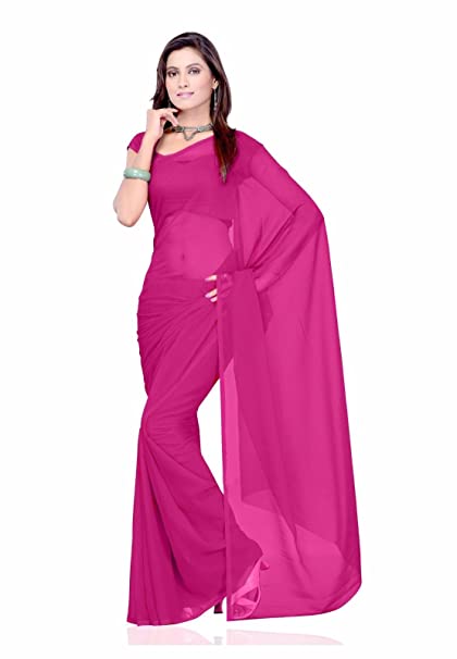 Whitewhale Bollywood Plain Georgette Saree Traditional Party/Wedding Wear