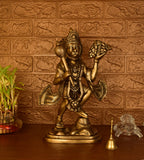 White Whale Brass Lord Hanuman Lifting Mountain Statue Hindu God Idols Balaji/Bajrangbali Murti for Gift & Home Décor