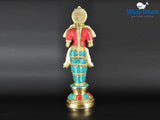 White Whale Brass Deeplaxmi Statue/Hand Carved Religious Standing Goddess Lakshmi/Diwali Oil Lamp Laxmi/Diya Holding Lady/Temple Decor Art