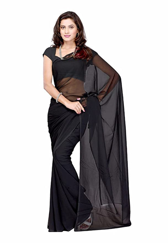 Whitewhale Bollywood Plain Georgette Saree Traditional Party/Wedding Wear