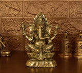 White Whale Brass Laxmi Ganesh Saraswati Set Idol Showpiece - Brass Gold Finish Lakshmi Ganesha Saraswati Idols Statue for Diwali Gifts Puja Home Decor Figurine