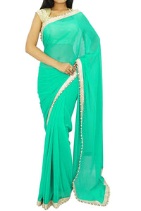 Whitewhale Bollywood Plain Georgette Saree Traditional Party/Wedding Wear