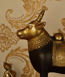 White Whale Brass Mighty Shivanandi Bull with Bells in Matte Black and Royal Gold Finish