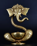 Whitewhale Brass Ganesha Diya, 23 CM Ganesh statue, Modern Ganesh idol, Diya Ganpati Bappa idol for gifts, Pooja Room, Home, Temple, decor