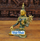 White Whale Brass Meditation Tara Buddha with a Rare Detailed Tree For Decor