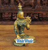 White Whale Brass Meditation Tara Buddha with a Rare Detailed Tree For Decor