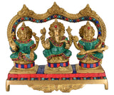 White Whale Brass Laxmi Ganesh Saraswati Set Idol Showpiece - Brass Gold Finish Lakshmi Ganesha Saraswati Idols Statue for Diwali Gifts Puja Home Decor Figurine