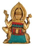 White Whale Lord Ganesh Sitting On Mushakraj Murti Ganesha Idol Ganpati Bhagwan Brass Statue for Home Decoration Showpiece