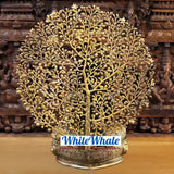 White Whale Brass Blessing Buddha Sitting Under a Tree of Life - Opulent Black and Gold Finish