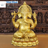 White Whale Lord Ganesh Murti Ganesha Idol Ganpati Bhagwan Brass Statue for Home Decoration Showpiece