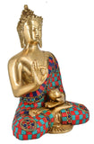 White Whale Brass Buddha in Blessing Posture Buddhism Idol feng Shui Home Decorative Showpiece