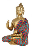 White Whale Brass Buddha in Blessing Posture Buddhism Idol feng Shui Home Decorative Showpiece