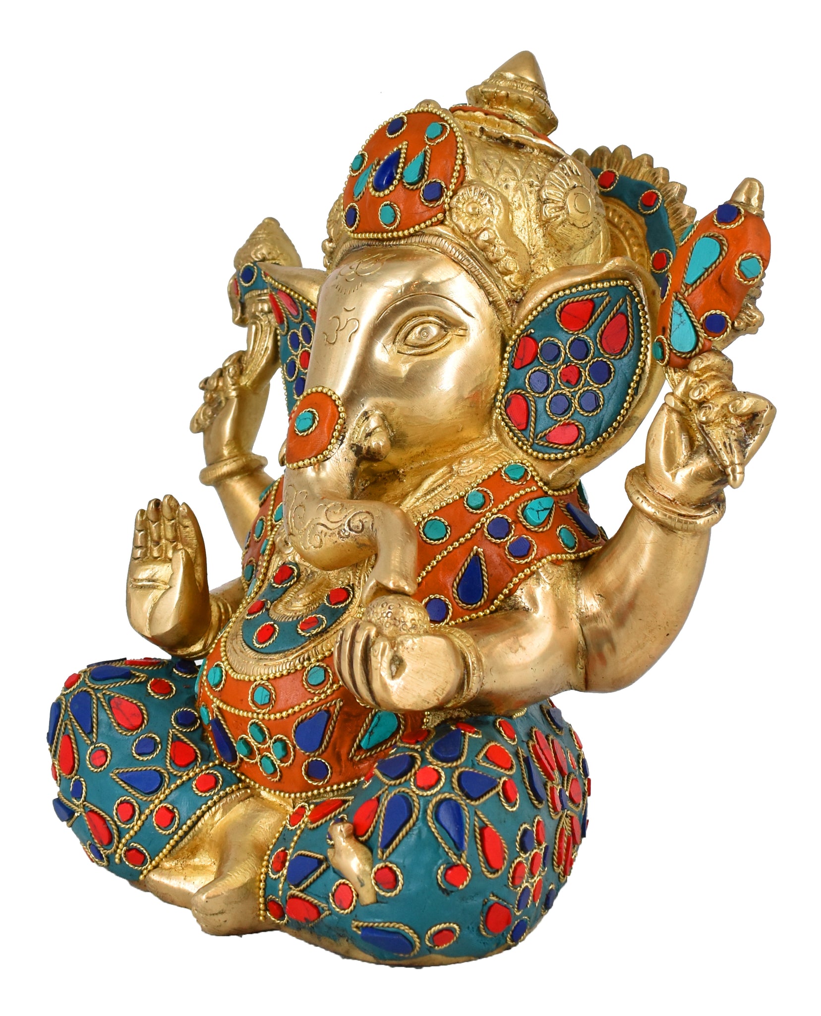 9 Inch Brass Ganesh Idol For Pooja - Home Decor Festive Statue