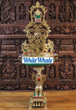 White Whale Brass 5 Ganesha with playing Music Urli Elephant Platform Big Size Beautiful Design Idol-Embedded Semi Precious Stones