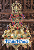 White Whale Brass 5 Ganesha with playing Music Urli Elephant Platform Big Size Beautiful Design Idol-Embedded Semi Precious Stones