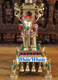 White Whale Brass 5 Ganesha with playing Music Urli Elephant Platform Big Size Beautiful Design Idol-Embedded Semi Precious Stones