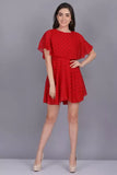 WhiteWhale Dresses for Women Regular Women's Fit & Flare Polka Print Short Dress.