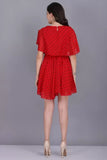 WhiteWhale Dresses for Women Regular Women's Fit & Flare Polka Print Short Dress.