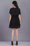 WhiteWhale Dresses for Women Regular Women's Fit & Flare Polka Print Short Dress.