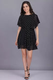 WhiteWhale Dresses for Women Regular Women's Fit & Flare Polka Print Short Dress.