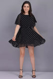 WhiteWhale Dresses for Women Regular Women's Fit & Flare Polka Print Short Dress.