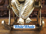 White Whale Brass Big Ganesha sitting on a Chair - Reading a Book (Golden Finish)