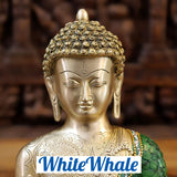 White Whale Brass Buddha Statue Blessing Murti Home Decor Office Table Feng Shui