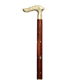 White Whale Hand Carved Walking Stick - Men Derby Canes and Wooden Walking Stick for Men and Women - 37" Brown Ebony Brass Handle in Golden Tone Natural Wood Unisex Cane
