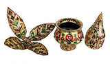 White Whale Mangal Kalash Set Meenakari Work for Puja Kalash in Temple Home Decor Decorative Lota Narial Patta