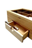 White Whale Tea Box Storage Natural Tea Chest Tea Bag Holder Glass Window with An Antique Brass Little Spoon.