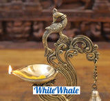 White Whale Brass Peacock Phoolwari Lamps (Diyas)  | Temple Diyas