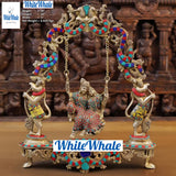 White Whale Brass Madhuram Anuraga Radha Krishna on a Swing - Spectacular Idol Made in Coimbatore and Embellished in Mysore | Best for Temple, Gifting