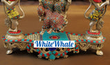 White Whale Brass Madhuram Anuraga Radha Krishna on a Swing - Spectacular Idol Made in Coimbatore and Embellished in Mysore | Best for Temple, Gifting