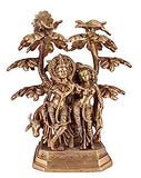 White Whale Brass Radha Krishna Standing Under Tree Idol Statue Home Decor Figurine