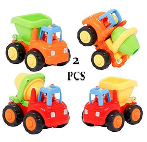 White Whale Unbreakable Automobile 2 pcs Dumper Truck, Cement Mixer Construction car Set Toy for Kids (2 Construction Machine)